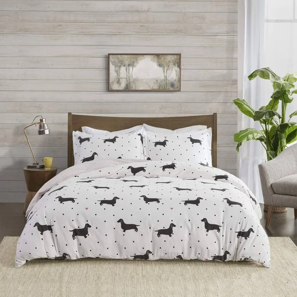 True North by Sleep Philosophy - Cozy Flannel Duvet Set - Olivia Dog - Full/Queen