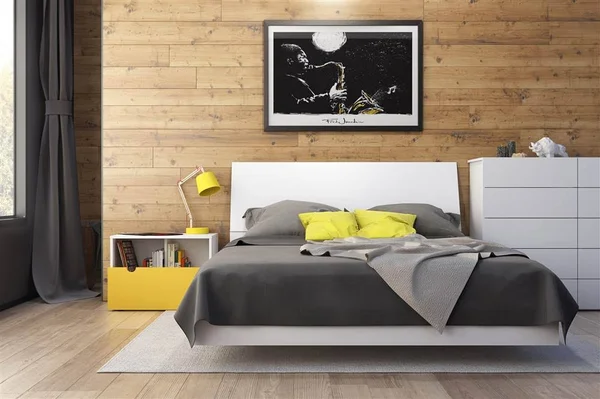 Nextera Queen Platform Bed with Storage Headboard - White
