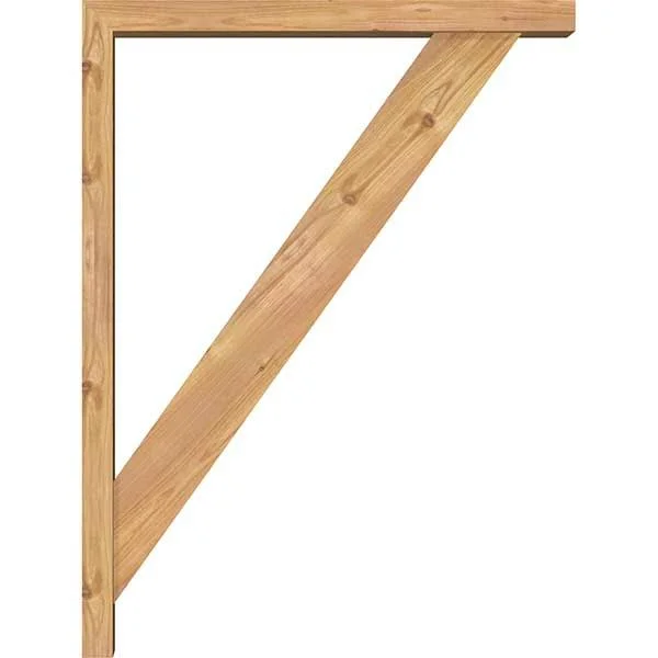Ekena Millwork BKT0402X24X32TRA05SWR 3 1/2x22W x 24x22D x 32x22H Traditional Block Smooth Bracket w/ Offset Brace - Western Red C