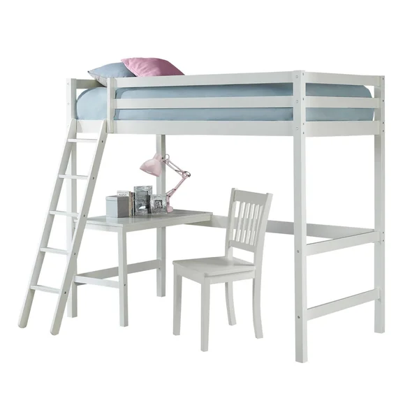 Hillsdale Caspian Twin Study Loft with Chair, White