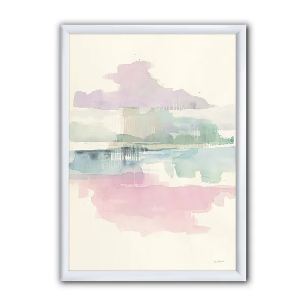 Designart 'Pink Lifting Fog' Shabby Chic Framed Art Print - 34 in. Wide x 44 in. High - Gold