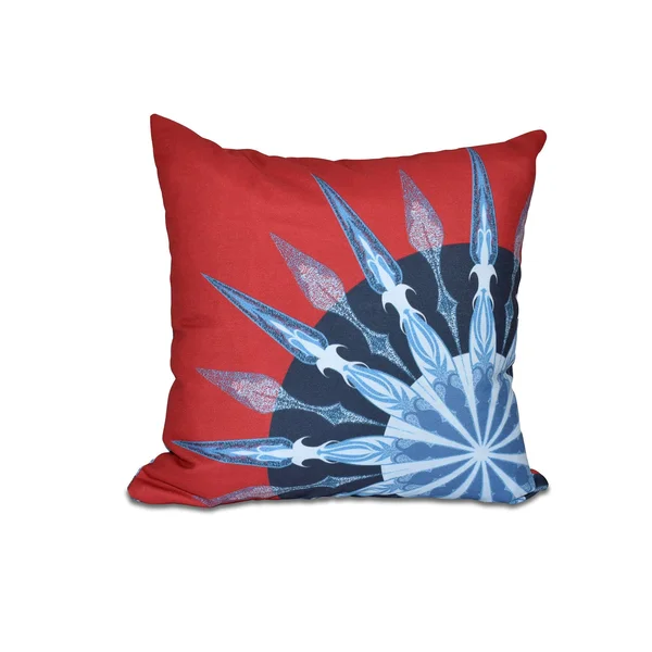 Contemporary Home Living 20x22 Red and Navy Blue Outdoor Pillow with Sea Wheel Design - Down Alternative Filler