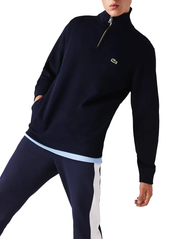 Lacoste Half Zip Logo Sweatshirt Navy