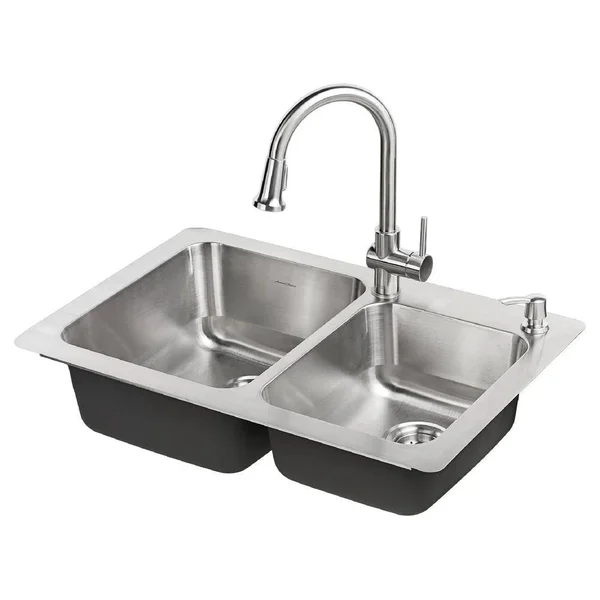 American Standard 9379315.075 Montvale Single-Handle Pull-Down Sprayer Kitchen Faucet with Soap Dispenser in Stainless Steel