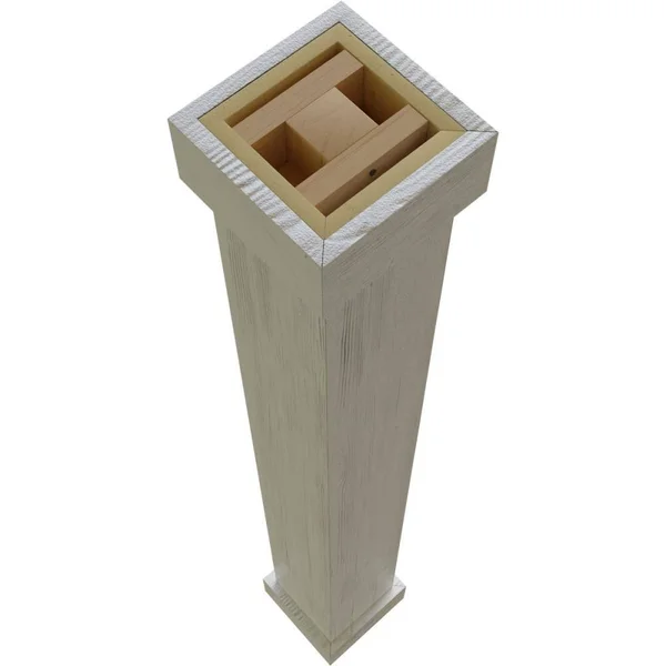 Ekena Millwork COLUPC12X072STUF 12x22W x 6&H Pecky Cypress Endurathane Faux Wood Non-Tapered Square Column Wrap w/ Standard Capi