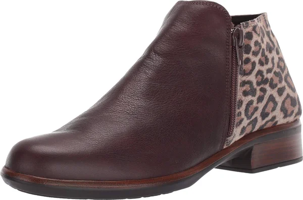 Naot Women's Helm Ankle Boot, Size: 40, Cheetah Suede/Soft Brown Leather