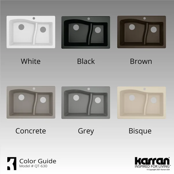 Karran Top Mount Double Bowl Quartz Sink - Black