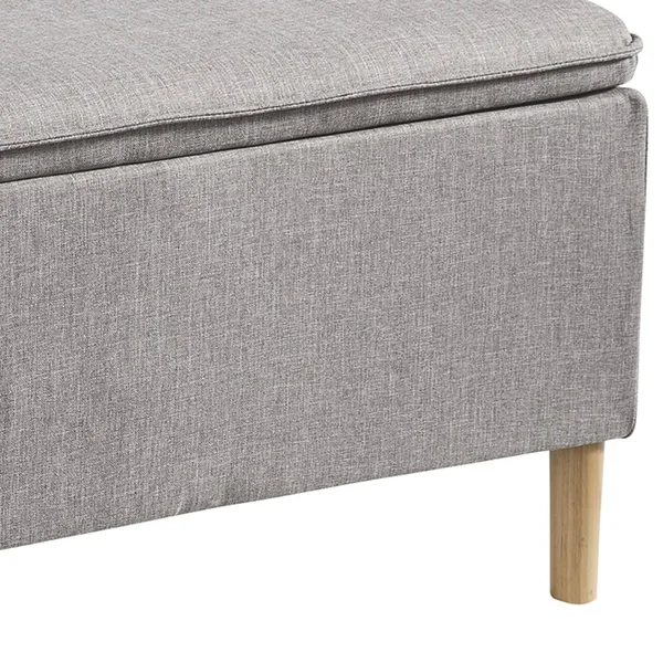 Benjara Bm207198 Fabric Upholstered Wooden Accent Bench with Hidden Storage - Gray and Brown