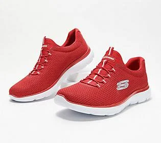 Skechers Washable Slip-On Bungee Summit Sneaker- Calm Harmony, Size 7 Wide, Red