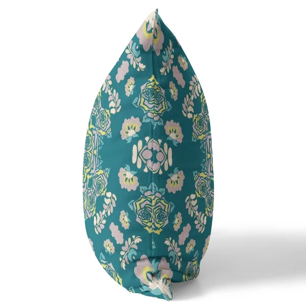 Rose Wreath Broadcloth Indoor Outdoor Pillow, Zippered, Greenyellow