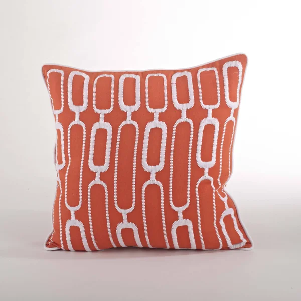 Saro Modernica Stitched Design Down Filled Throw Pillow - Tangerine