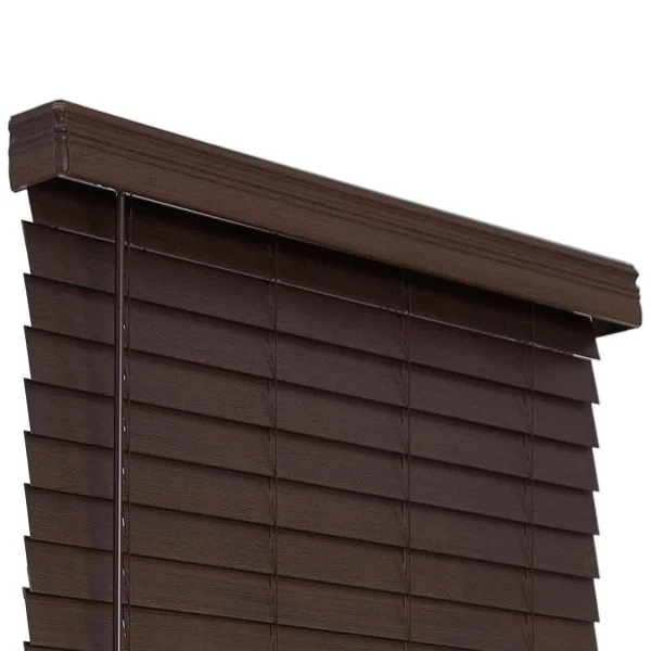 Allen + Roth 2.5-in Slat Width 23.25-in x 72-in Cordless Brown Faux Wood Room Darkening Horizontal Blinds - DFHSC2472-23.25