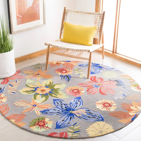 Safavieh Four Seasons FRS468C 4&0x22 x 4&0x22 Round Grey - Orange Area Rug