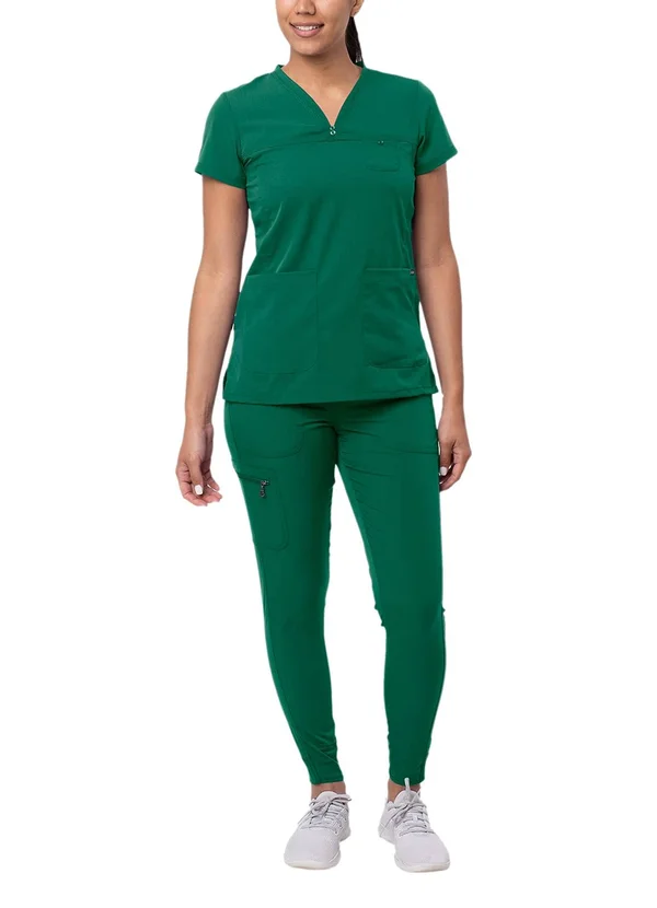 Adar Pro Movement Booster Scrub Set for Women - Sweetheart V-Neck Scrub Top & Yoga Jogger Scrub Pants