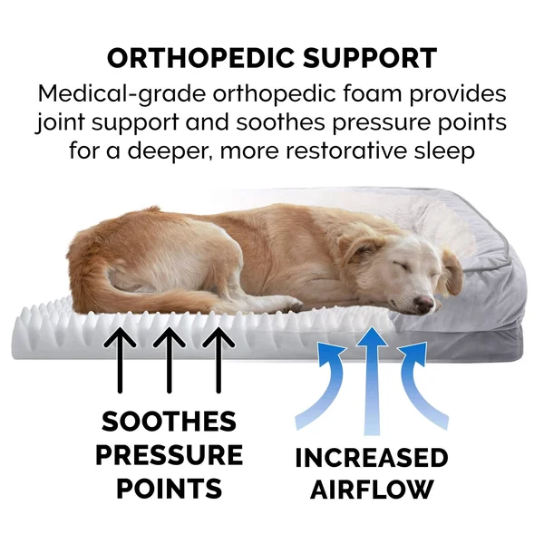 FurHaven Velvet Waves Perfect Comfort Orthopedic Sofa Dog Bed - Jumbo, Granite Gray