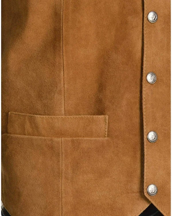 Scully Mens Brown Calf Suede Western Snap Vest