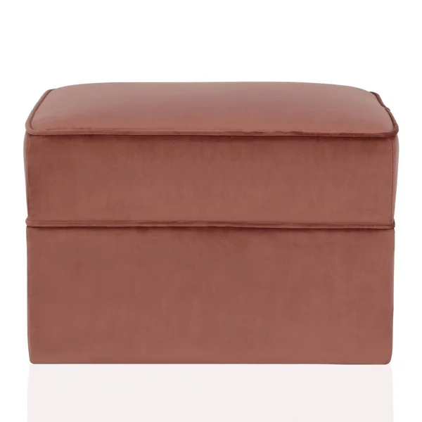 CosmoLiving by Cosmopolitan Juliette Velvet Ottoman with Hidden Casters (Blush)