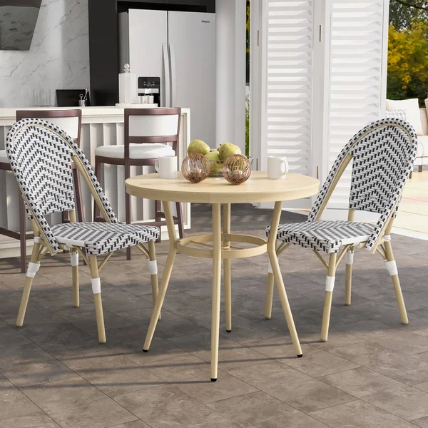 Furniture of America Ariel Natural Tone 32-Inch 3-Piece Bistro Set - Navy