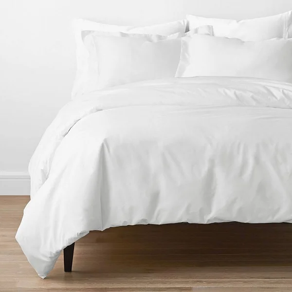The Company Store Legends White Solid Egyptian Cotton Sateen Oversized Queen Duvet Cover