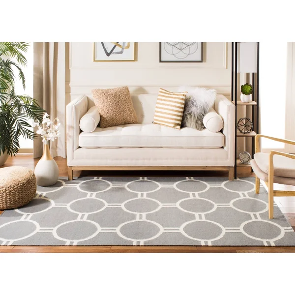 Safavieh 9& x 12& Dhurries DHU636B Grey, Ivory Rug