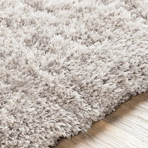 2' x 3' Solid Gray Shag Hand Woven Rectangular Area Throw Rug