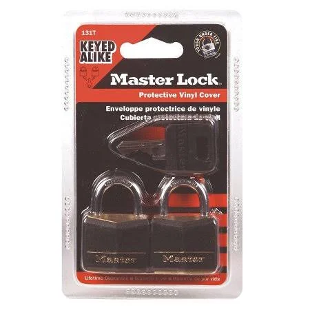 131t Solid Aluminum Keyed Alike Padlock - Black Cover, 3/16-Inch Shackle, 2-Pack 2 Pack, Ship from USA, Brand Master Lock