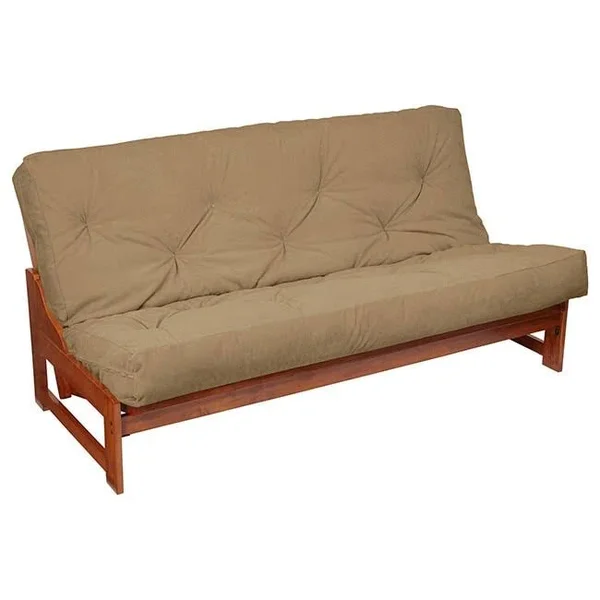 Humble and Haute Gel Pocket Coil Queen Size 10-Inch Khaki Suede Futon Mattress, Beige