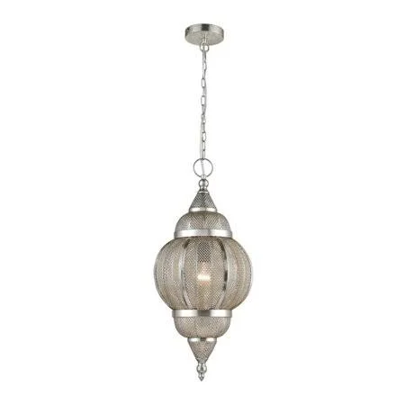 Silver 1-Light Mini Pendant with No Shade/Glass -Boho Style Pendant Light - 12.21X26-Inches 60-Watt Pendant Made of Metal - 2499