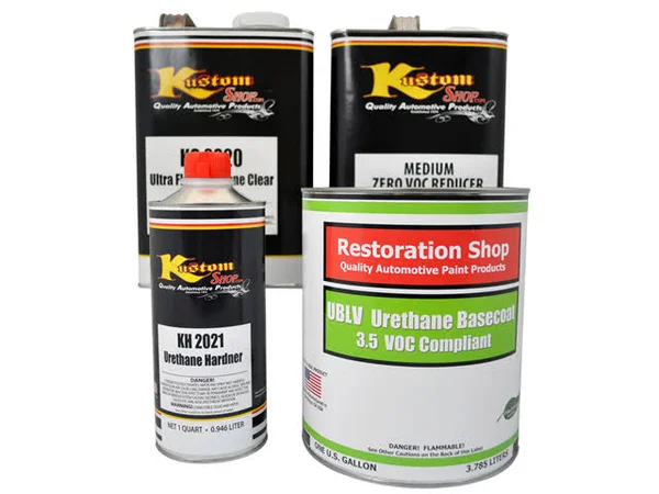 Olive Drab Low VOC Urethane Basecoat/Premium Clearcoat Car Auto Paint Complete Medium Gallon Kit - Restoration Shop