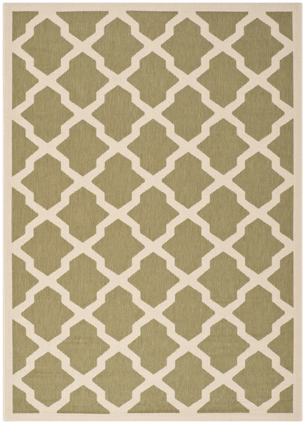 Safavieh Courtyard Green & Beige 5&-3x22 x 7&-7x22 Indoor/Outdoor Rug