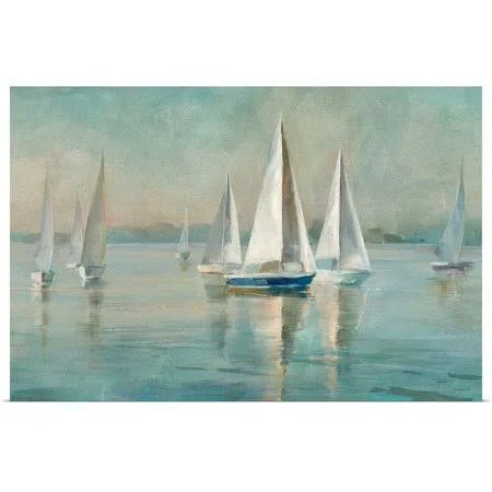 Great Big Canvas - Rolled Danhui Nai Poster Print entitled Sailboats at Sunrise, Size: 30 inch x 20 inch, Multi-Color