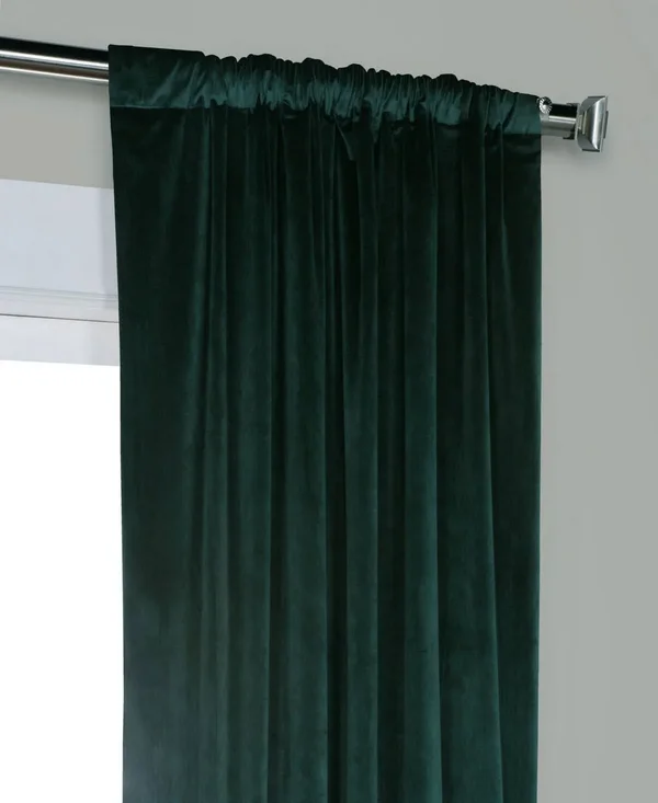 Exclusive Fabrics Heritage Plush Velvet Sing Curtain Panel - 50 x 84 - Forestry Green