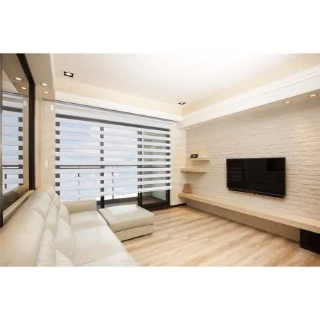 Zebra Design Roller Window Shades, Motorized-Remote, Privacy Horizontal Blinds, White