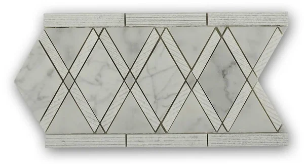 Grand 6x22 x 12x22 Marble Border Tile in Textured White Carrara Ivy Hill Tile