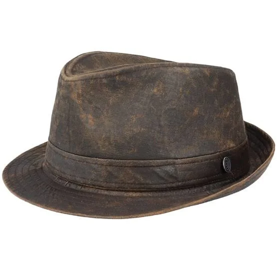 Jaxon Hats Weathered Cotton Trilby Fedora Hat: Size: L Brown