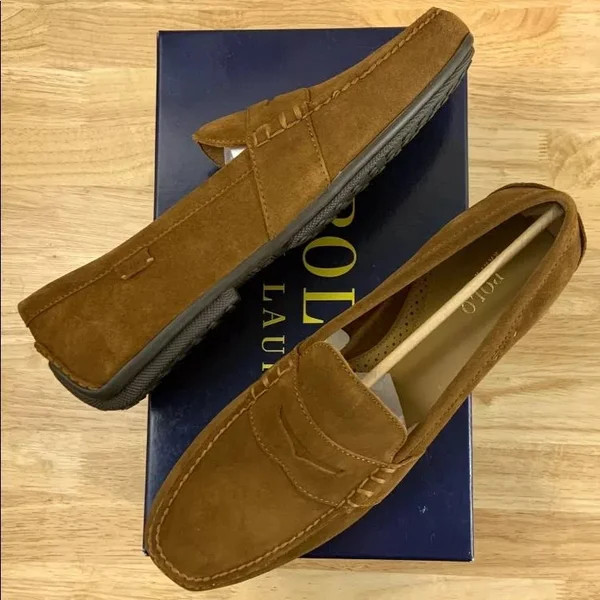 Mens Polo Ralph Lauren Tan Reynold Suede Driving Loafers US Size 8