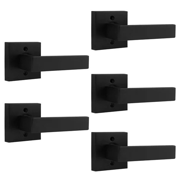 Probrico [Pack of 5]Door Lever Dummy Lever Door Handle for Closets French Doors - Square Dummy Door Lever, Non-Turning Single Side