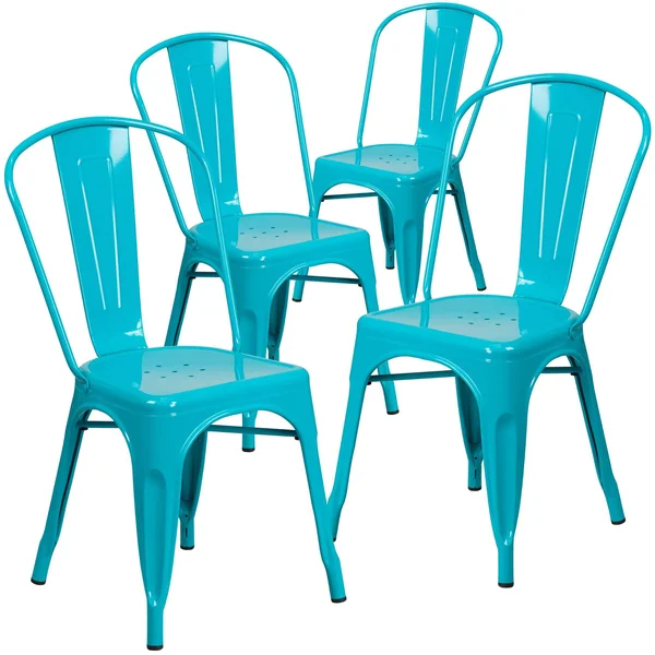 Flash Furniture 4 Pk. Green Metal Indoor-Outdoor Stackable Chair