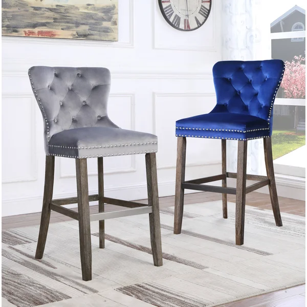 Best Quality Furniture Rustic White Faux Leather Bar Stools with Chrome Handle and Footrest (Set of 2)