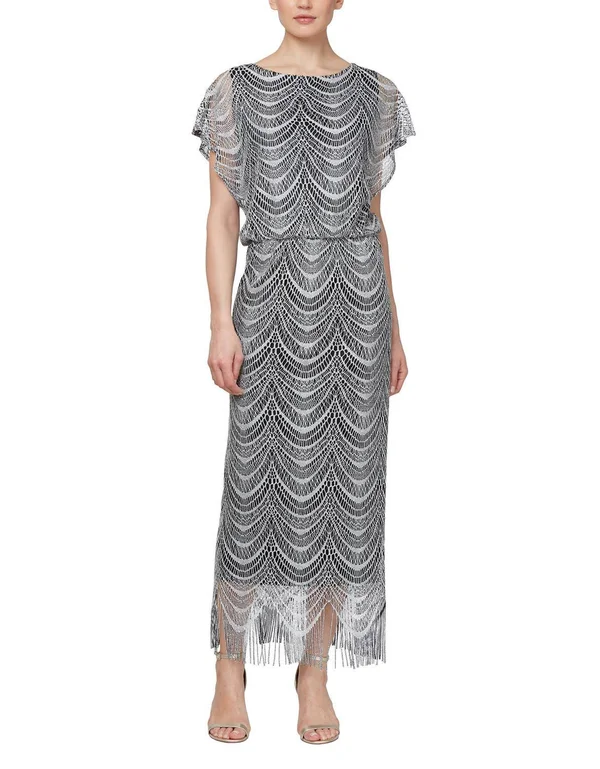 SL Fashions Womens Metallic Crochet Cocktail Dress Gold 12