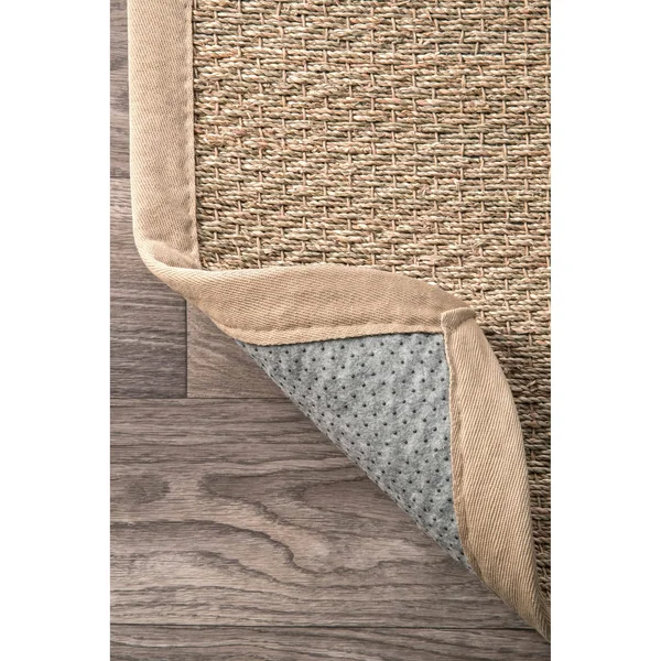 nuLOOM Handmade Fiber Cotton Border Seagrass Area Rug - 8& Square - Beige