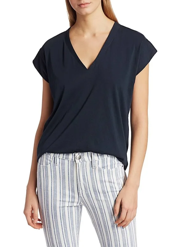 Frame Le Mid Rise V-Neck Tee Blanc