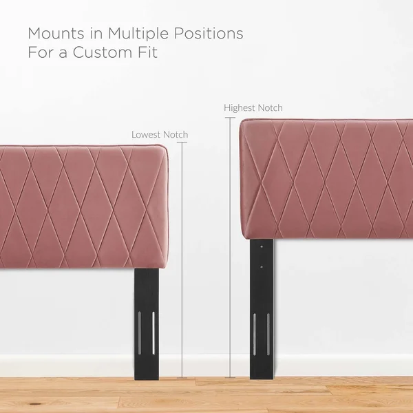 Leila Performance Velvet Twin Headboard Dusty Rose Modway