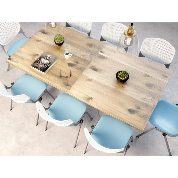KFI Urban Loft 36 inch Square Top Table, Natural, Round Black Base