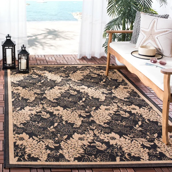 Safavieh Courtyard Area Rug CY6582 Black - Natural, 6& 7x22 x 6& 7x22 Round