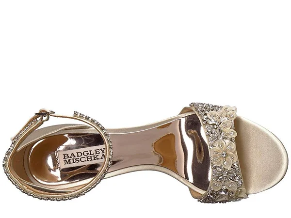 Badgley Mischka Women's Finesse Embellished Block Heel Sandals - Ivory