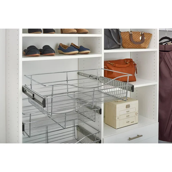 Rev-A-Shelf 24 in. x 7 in. Chrome Closet Pull-Out Basket - Grey