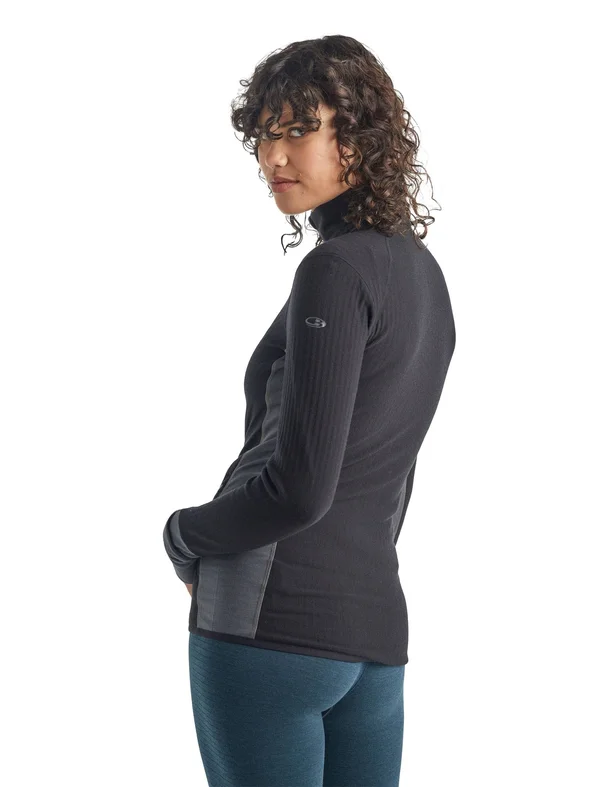 Icebreaker Women's Descender LS Zip Top - Xs - Black - Monsoon