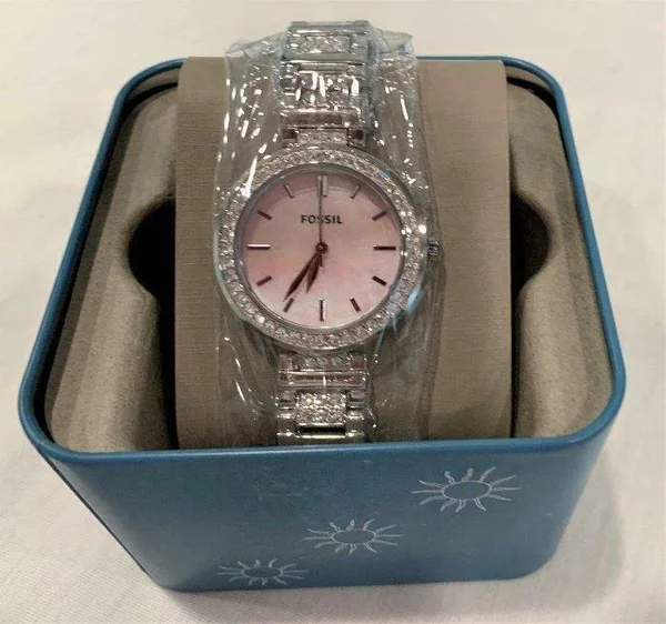 Fossil Bq3182 Karli Silver Watch w/ Crystal Bling Stainless Steel