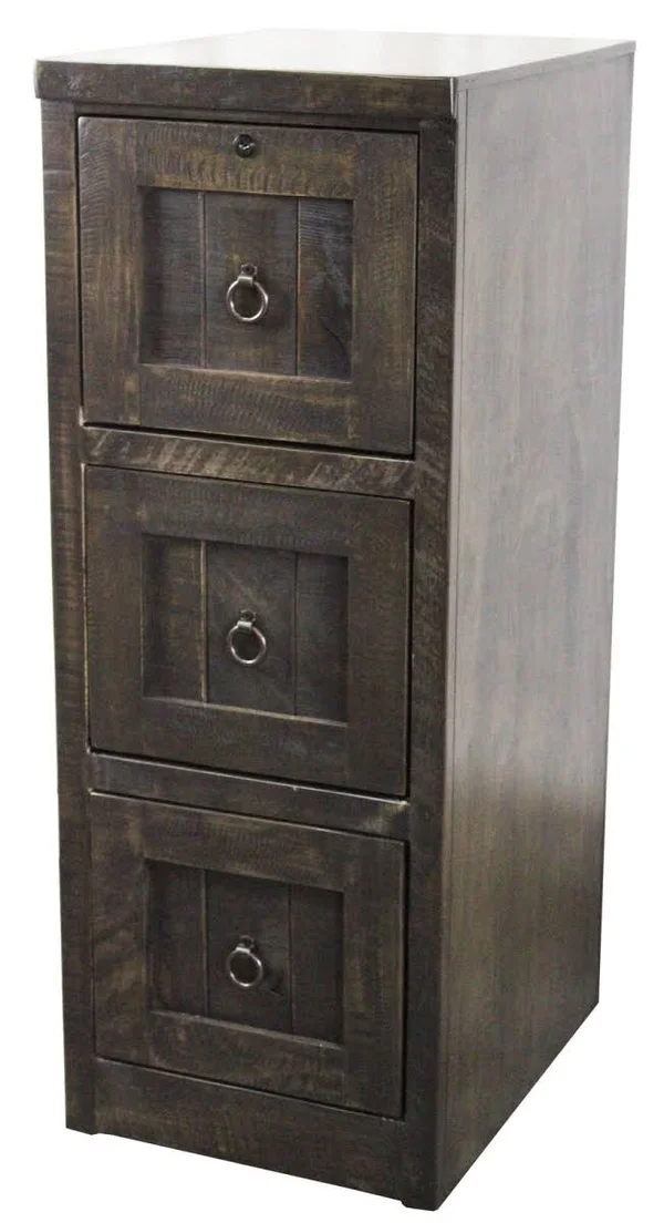 American Heartland 30003RGY Rustic 3 Drawer File Cabinet Rustic Grey